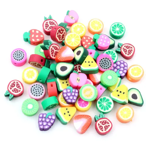 DIY Jewelry Making Accessories Mixed Polymer Clay Beads Smiley Face Fruit Animal Pattern Loose Beads For Handmade Jewelry