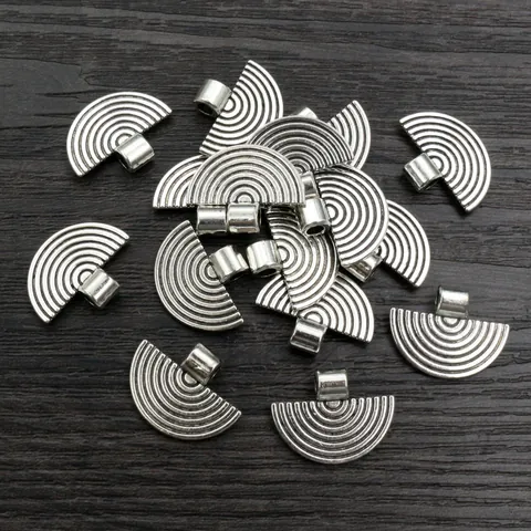 Antique Zinc Alloy Fan Shape Pendant Only Without Chain For DIY Jewelry Making Necklaces Bracelets Bohemian Wave Charms Accessory