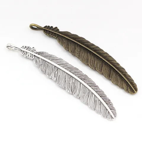Pendaglio a Piuma in Lega di Zinco Antica per Creazione Gioielli Fai da Te Collana Portachiavi Accessori Grande Charm Piuma in Metallo Retro