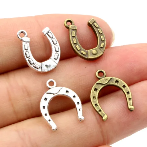 Lucky Horseshoe Alloy Charms DIY Jewelry Making Accessories Antique Zinc Alloy Vintage Pendants For Necklace Bracelet Handicraft