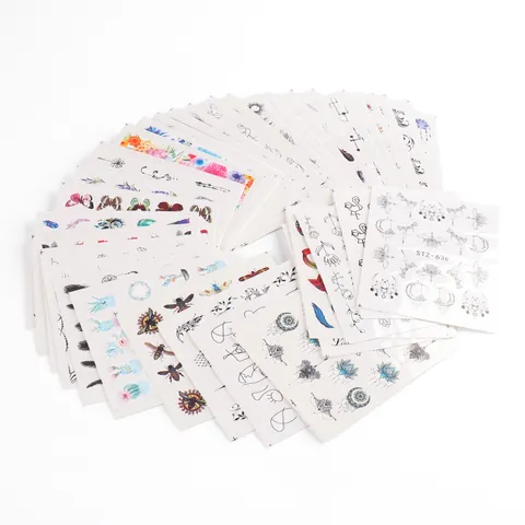 Pegatinas de Transferencia de Agua para Uñas Moda Diseño Flores Mariposa Pluma Calcomanías Manicura DIY para Mujer Salón
