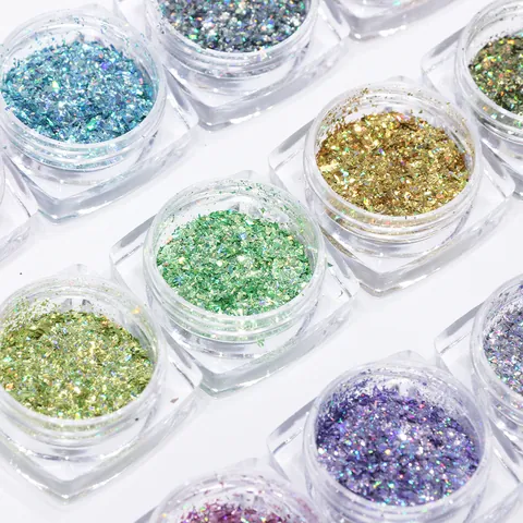 Paillettes Holographiques Irrégulières pour Nail Art Flocons Laser Couleurs Mixtes Décoration d'Ongles pour Manucure DIY Femme Beauté