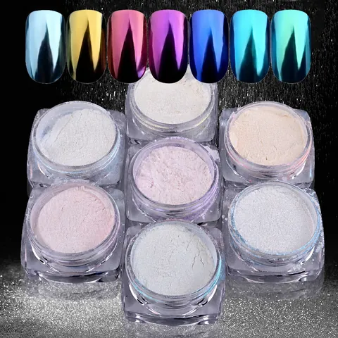 Aurora Nail Powder Magic Mirror Chrome Powder DIY Nail Art Pearlescent Iridescent Shell Powder Mermaid Effect Manicure Decoration For Women