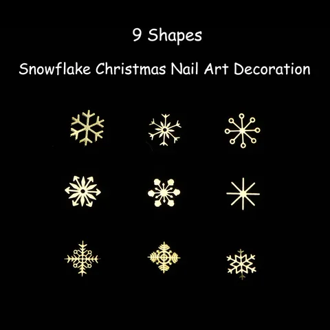 3D Gold Metall Schneeflocke Nagelkunst Dekoration Pailletten Weihnachten Winter Hohl Design Metallic Flocken Für Maniküre Schmuck