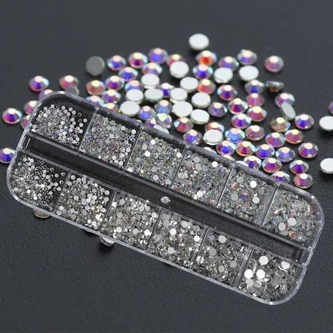 Nagelkunst Strasssteentjes Multi Grootte Flatback Glaskristallen AB Kleur Helder Witte Diamanten Voor DIY Nagels Ambachten Decoratie Accessoires