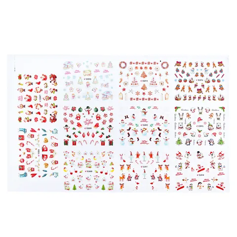Christmas 3D Adhesive Nail Stickers Santa Claus Snowman Snowflake Design DIY Nail Art Decals For Winter Holiday Party