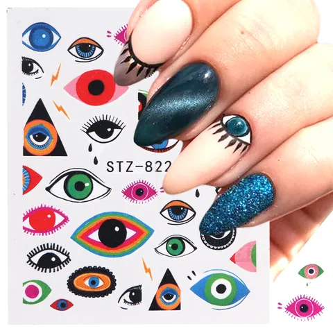 Böhmische Evil Eye Nagelkunst Aufkleber Mystische Allsehende Augen Nageldecals Maniküre DIY Dekoration Für Damen Mädchen Nagelstudio Zubehör