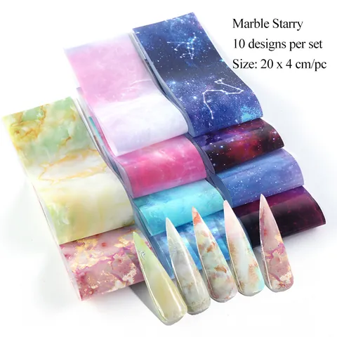 Stickers Transfert Ongles Laser Ciel Étoilé Marbre Galaxie Nébuleuse Décalcomanies Art Ongles Pour Décoration Manucure DIY Designs Multi Styles