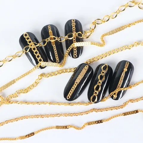 Alloy Metal Chain Nail Art Decorations Gold Silver Color DIY Manicure Accessories For Women Jewelry Embellishment