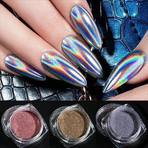 Holografisch Laser Nagel Poeder Chroom Spiegel Effect Pigment Voor DIY Manicure Decoratie Vrouwen Nagel Kunst Glitters
