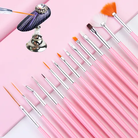 Professional Nail Art Brushes For Painting Drawing Carving Manicure Beauty Tools With Plastic Handle Metal Ferrule For Women