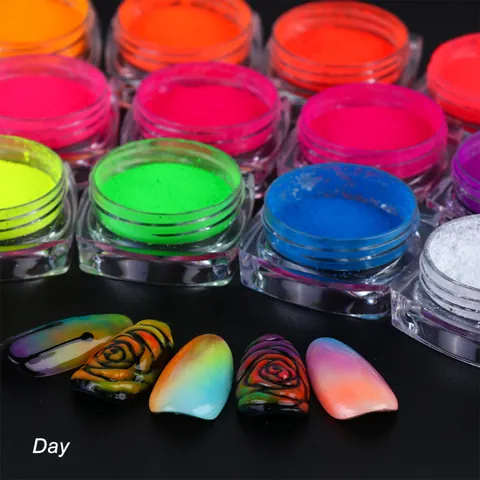 Neon Phosphorpulver Leuchtet Im Dunkeln Nail Art Glitter Fluoreszierendes Pigment Für DIY Nageldekoration Salon Party Damen Zubehör