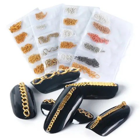 Alloy Metal Chain Nail Art Decorations Gold Silver Color DIY Manicure Accessories For Women Jewelry Embellishment