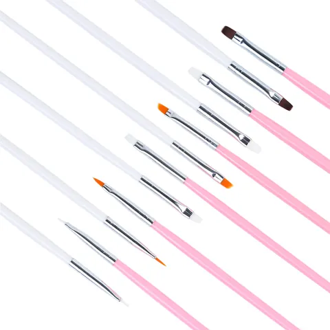 Professional Nail Art Brushes For Painting Drawing Carving Manicure Beauty Tools With Plastic Handle Metal Ferrule For Women