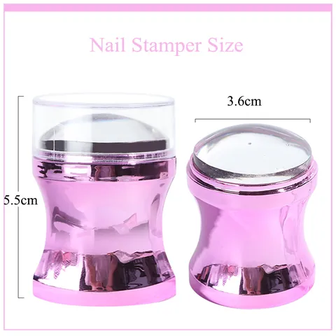 Metallic Electroplated Nail Art Stamper With Clear Silicone Head Professional Manicure Tool For Transfer Design DIY Nail Decoration