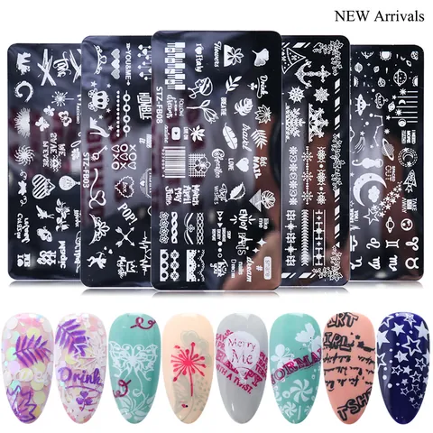 Nail Stamping Plate Stainless Steel Christmas Snowflake Space Starry Sky Flower Pattern Nail Art Transfer Template Tools