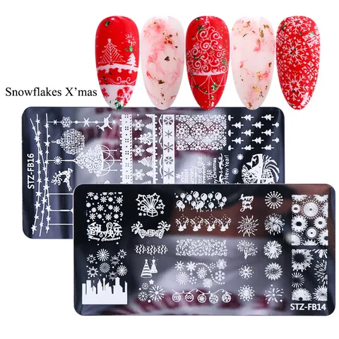 Nail Stamping Plate Stainless Steel Christmas Snowflake Space Starry Sky Flower Pattern Nail Art Transfer Template Tools