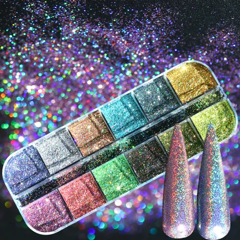 Holographic Nail Glitter Powder Laser Chrome Mirror Pigment Dust For Nail Art Decoration DIY Manicure Design For Women