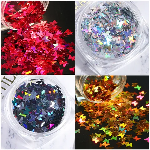 Holographic Laser Butterfly Nail Glitter Sequins 3D Butterfly Shape Nail Art Decoration DIY Flakes Jewelry For Women