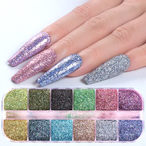 Holographic Nail Glitter Powder Laser Chrome Mirror Pigment Dust For Nail Art Decoration DIY Manicure Design For Women