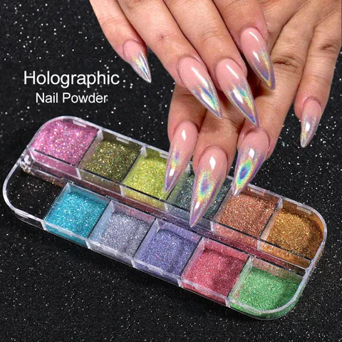 Ολογραφική Σκόνη Νυχιών Laser Glitter Πολύχρωμη Λαμπερή Χρωστική για Επαγγελματική Διακόσμηση Salon DIY Γυναικεία Αξεσουάρ Ομορφιάς