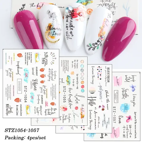 Mode Nagelstickers Slang Vlinder Doodskop Hart Patronen Motiverende Letters Wateroverdracht Decals Voor Vrouwen DIY Decoratie