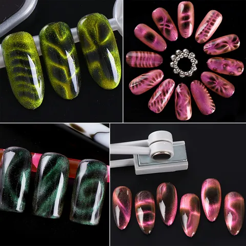 Herramienta de Imán de Ojo de Gato para Arte de Uñas Profesional para Esmalte de Uñas Bolígrafo Magnético para Accesorios de Manicura con Patrón de Flores