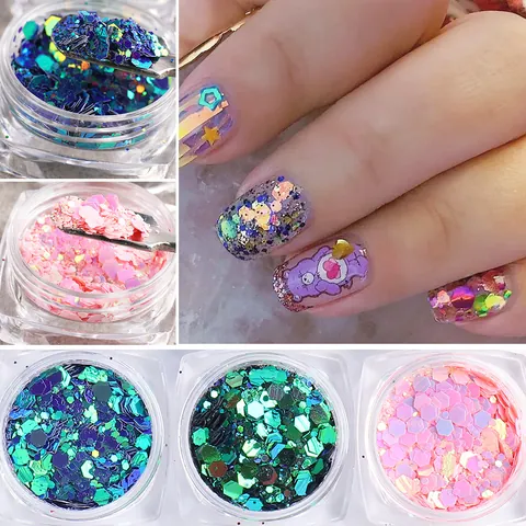 Holographic Hexagon Nail Art Sequins Iridescent Chameleon Glitter Flakes For DIY Manicure Decoration Women Beauty Accessories