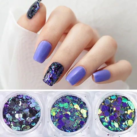 Nagelkunst Laser Pailletten Holographisch Sechseck Chunky Glitzer Für DIY Dekoration Chamäleon Flaschen Flakes Damen Maniküre Zubehör