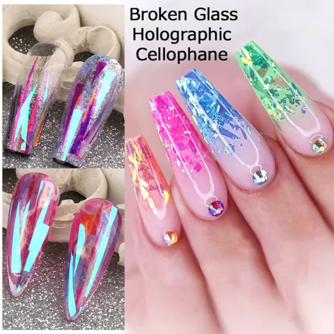 Autocollants Pour Ongles Aurora Iridescents Papier Transfert Miroir Effet Verre Brisé Pour Décoration Des Ongles Femme Accessoire