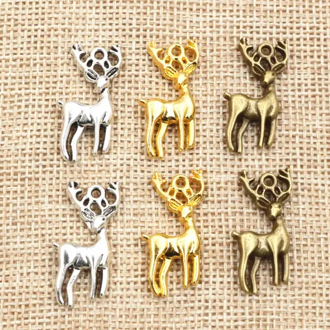 Alloy Elk Deer Pendants DIY Jewelry Making Accessories For Necklaces Bracelets Vintage Gold Silver Bronze Animal Charms Gift