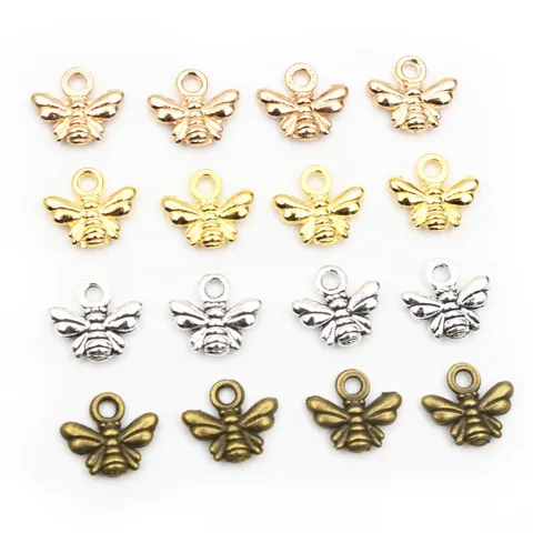 Small Zinc Alloy Bee Insect Pendants For DIY Jewelry Making Necklaces Bracelets Vintage Style Metal Animal Charms Findings