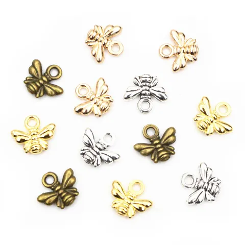 Small Zinc Alloy Bee Insect Pendants For DIY Jewelry Making Necklaces Bracelets Vintage Style Metal Animal Charms Findings