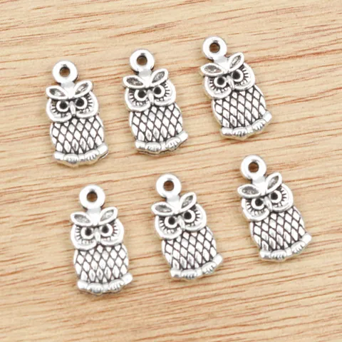 Ciondolo Mini Gufo In Lega Di Zinco Accessori Per Creazione Gioielli Fai Da Te Bronzo Argento Antico Ciondolo Animale Retro
