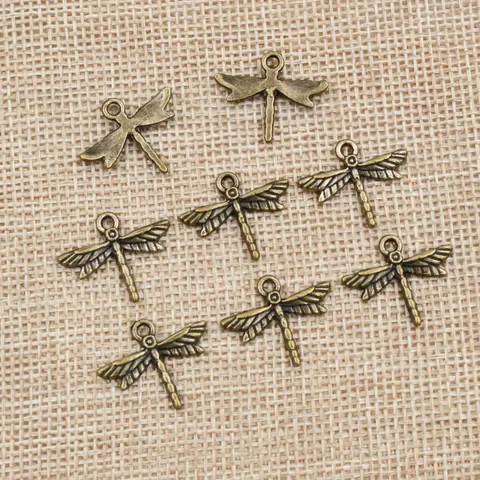Vintage Zinc Alloy Dragonfly Pendants Antique Bronze Silver Charms For DIY Necklace Bracelet Making Jewelry Accessories