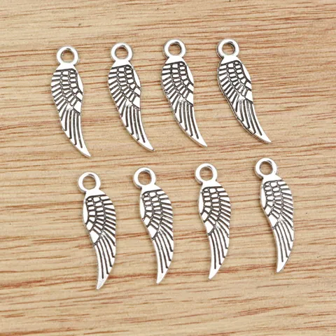 Antique Silver Alloy Feather Wing Small Pendants Angel Wing DIY Jewelry Making Charms For Necklace Bracelet Crafting Accessories