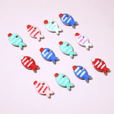 Stainless Steel Fish Pendants Enamel Drip Oil Striped Animal Charms For DIY Jewelry Making Necklace Bracelet Accessory