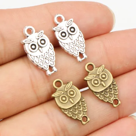 Vintage Zinc Alloy Owl Pendant Charms For DIY Necklace Bracelet Making Antique Silver Bronze Metal Animal Jewelry Accessories