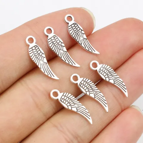 Antique Silver Alloy Feather Wing Small Pendants Angel Wing DIY Jewelry Making Charms For Necklace Bracelet Crafting Accessories