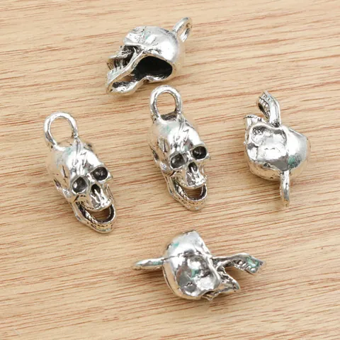 Antique Silver Alloy Skull Pendant Charm For DIY Jewelry Making Gothic Punk Necklace Bracelet Hanging Accessories