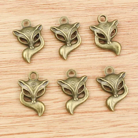 Vintage Zinc Alloy Fox Head Hollow Out Charms For Necklace Bracelet DIY Jewelry Making Accessories Antique Silver Bronze Animal Pendant