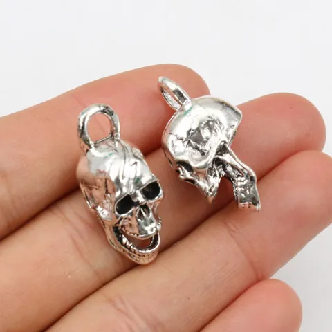 Antique Silver Alloy Skull Pendant Charm For DIY Jewelry Making Gothic Punk Necklace Bracelet Hanging Accessories