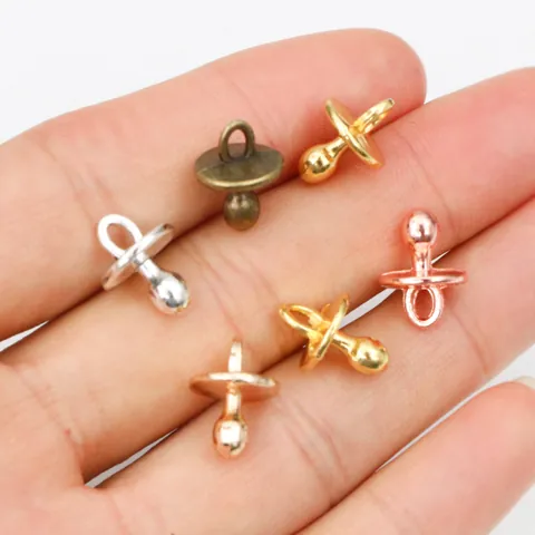 Alloy Baby Pacifier Mini Pendants For DIY Jewelry Making Necklace Antique Gold Silver Rose Gold Charm Accessories