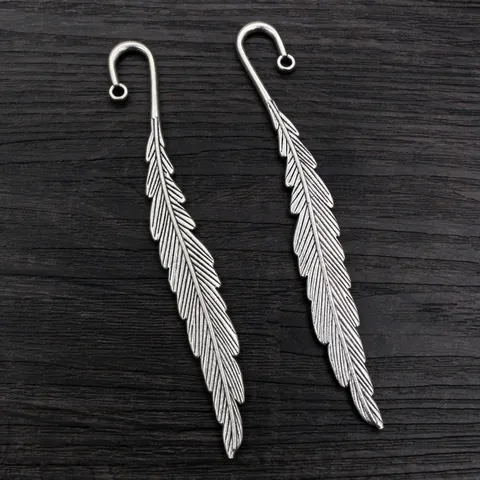 Vintage Alloy Feather Pendant Charms For DIY Jewelry Making Necklace Bracelet Findings Antique Silver Bronze Bookmark Accessories