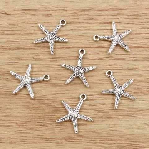 Antique Silver Alloy Sea Star Starfish Pendants DIY Jewelry Making Accessories Charms For Necklaces Bracelets Earrings Crafts