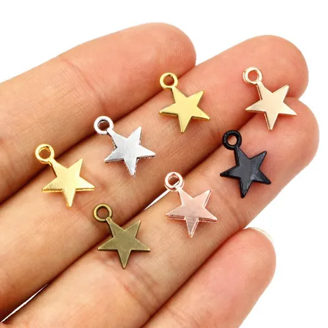 Mini Ciondoli a Stella in Lega Pentagramma Per Creazione Gioielli Fai da Te Collane Bracciali Stile Vintage Colori Multipli