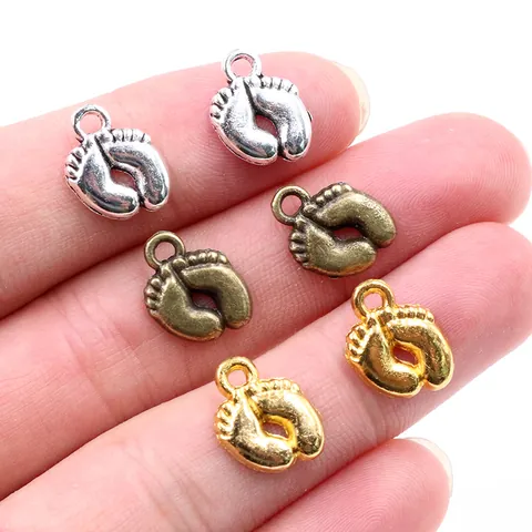 Alloy Baby Footprint Charms Pendants For DIY Jewelry Making Bracelet Necklace Handmade Accessories Footprint Jewelry Charms
