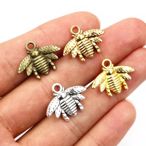 Vintage Zinc Alloy Bee Shape Pendant Charms For DIY Necklace Bracelet Making Craft Gold Silver Bronze Jewelry Findings