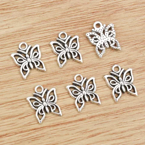 Antique Vintage Alloy Butterfly Hollow Pendants For DIY Jewelry Making Accessories Silver Bronze Butterfly Charms