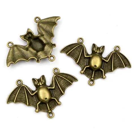 Vintage Alloy Bat Pendant Connectors For DIY Jewelry Making Necklace Bracelet Accessory Halloween Theme Gothic Bat Charms